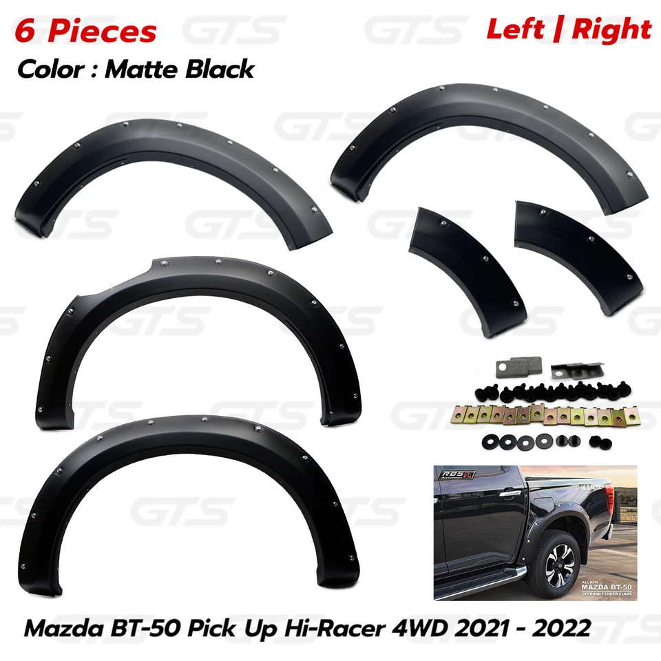 6" Fender Flares Wheel Black Nuts Fits Mazda BT-50 Hi-Racer 4WD 2021 2022 - Imagem 2 de 4