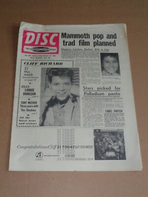 Disc - October 14 1961 Cliff Richard/Helen Shapiro cover (Lonnie Donegan/Cliff)