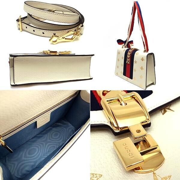 Gucci 524405 Sylvie Small Shoulder Bag Be Star Leather/Ivory Gucci 524405 Sylvie Small Shoulder Bag Be Star Leather/Ivory