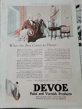 1924 Devoe Paint Varnish When the boss comes to dinner Vintage Ad
