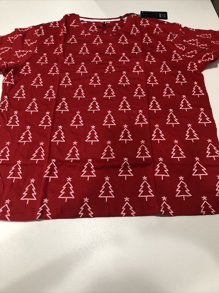 Threadbare Christmas Tree Pajama Set In Red And Black Large | eBay