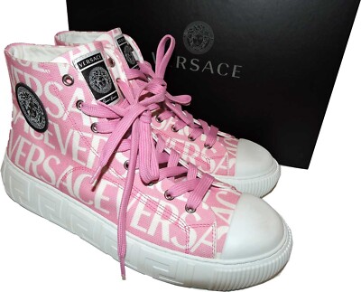 Versace Sneakers Pink Monogram  High Top Athletic Women Shoes 42 Trainers