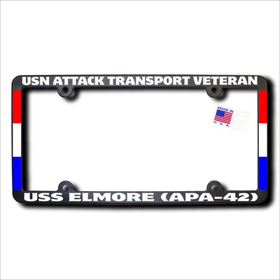 USN Attack Transport Vet USS ELMORE (APA-42) REFL TEXT & RIBBONS Frame