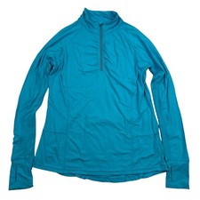 Tangerine Blue 1/4 Zip Pullover Shirt Long Sleeve Thumb Holes Zipper Pocket Sz L