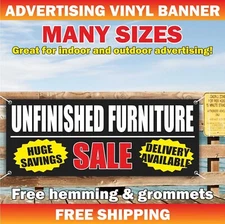 UNFINISHED FURNITURE Advertising Banner Vinyl Sign Shop Store Sale Big Save