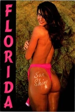 Florida Sun Shine -  Beach Babe, Bakini, Risque Pinup Postcard