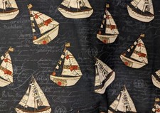 QT Fabrics large sailboats navy back fabric sold by the yard