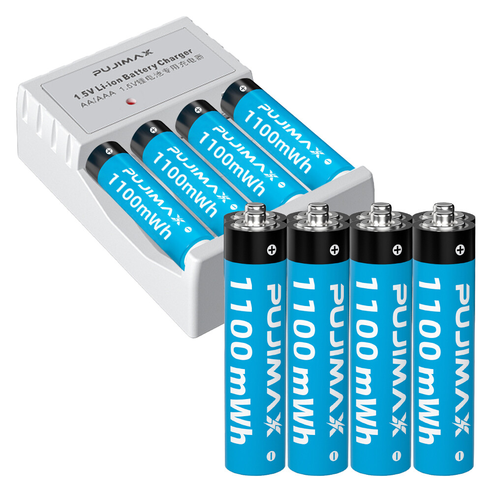 AA AAA Rechargeable Lithium Li-ion Batteries 1.5V Upgraded Battery Charger Lot