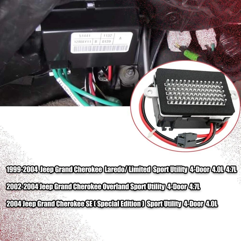 A/C Heater Blower Motor Resistor 5012699AA For Jeep Grand Cherokee 1999-2004 Foto 4 de 4