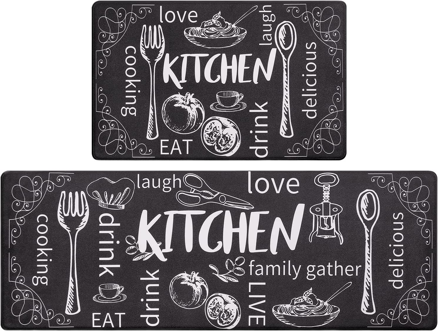 Anti-Fatigue Non-Slip Thick Cushioned Kitchen Mat Set of 2