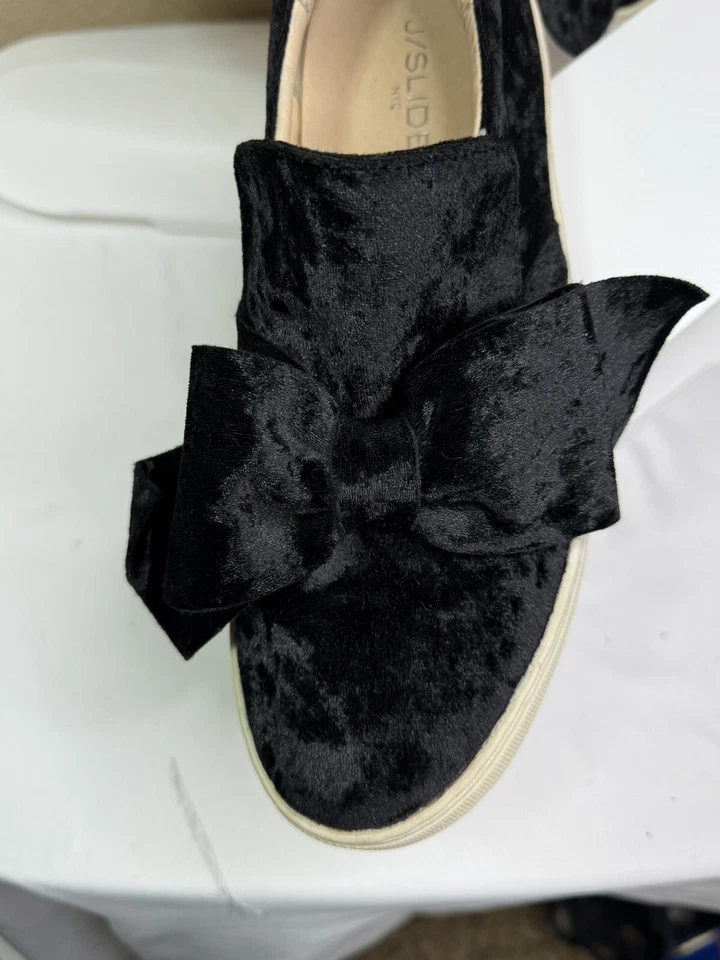 J Slides NYC Annabell Bow Slip-On Women's Velvet Black Sneakers Size 8.5M - Image 4 of 4