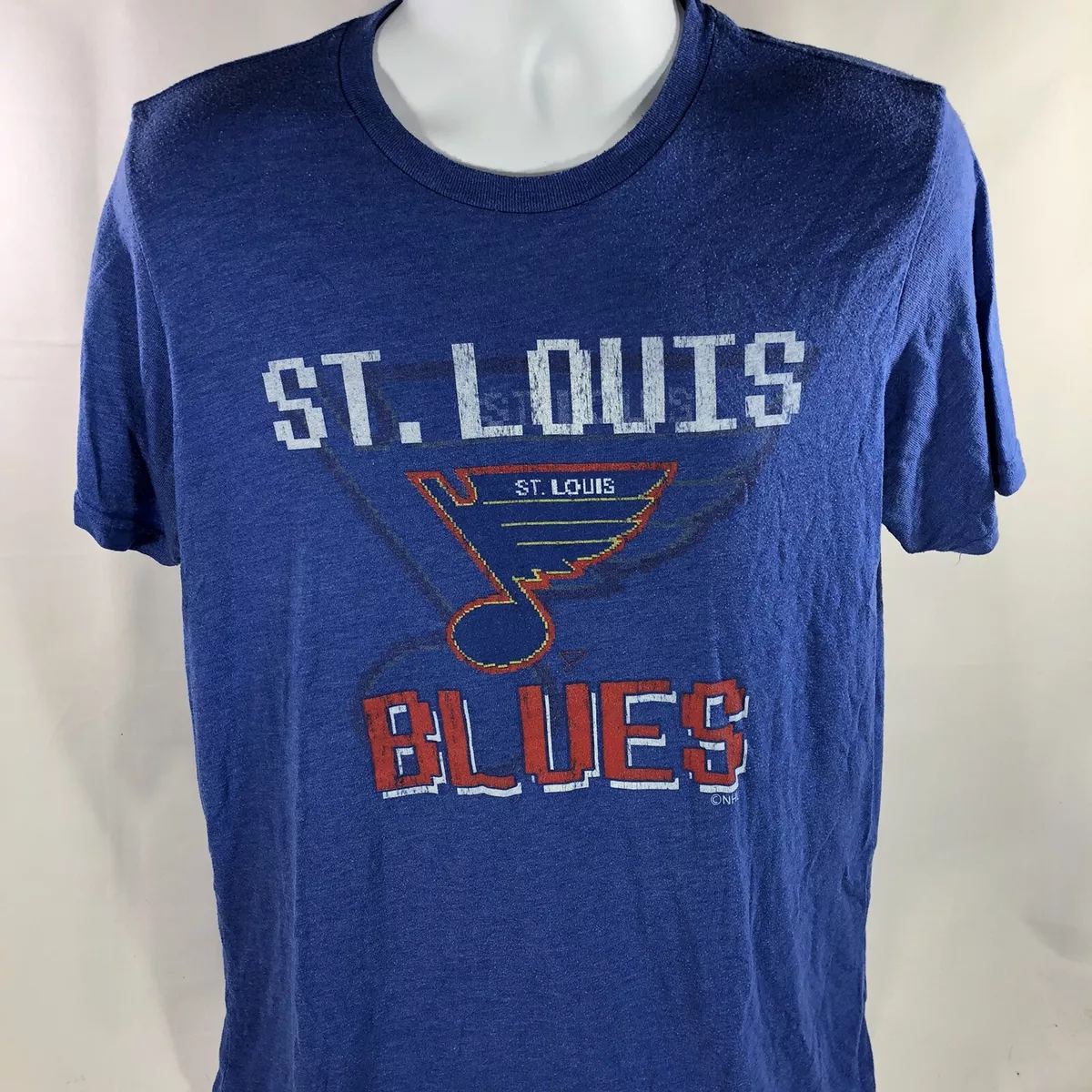 St Louis Blues Retro Pixel Look Hockey T Shirt NHL Size XL Graphic Tee STL