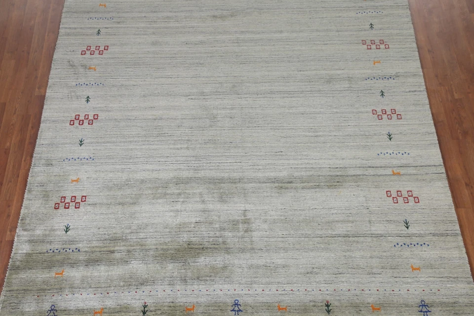 Alfombra de comedor hecha a mano Little Character/Animal Green Gabbeh 8'x10' Foto 3 de 4