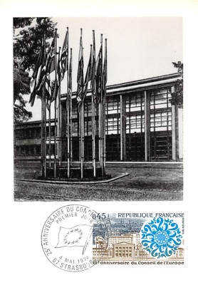 Maximum FDC Karte Frankreich 25. Jahrestag Europäischer Rat Mai 1974 Straßburg
