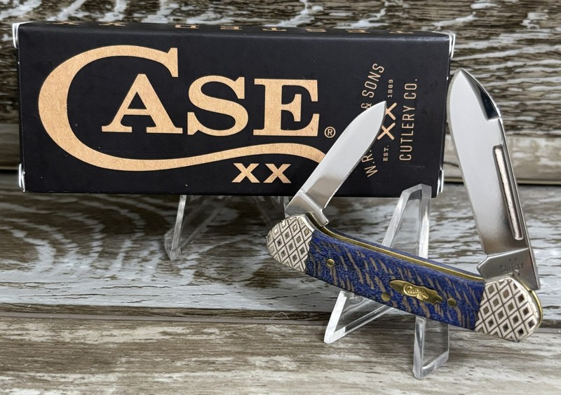Case XX Baby Butterbean 63733 Blue Sycamore Wood Knife Custom Engraved Diamond