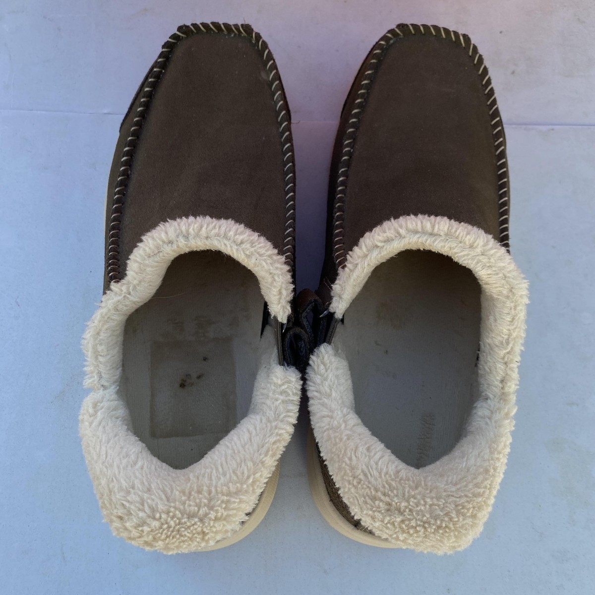 Mens Orthofeet Brown Suede Moccasin Slipper sz 14 2E Wide Width Orthofeet Shoes Mens Sz 14 W Brown Suede Moccasin Slippers  main image 4