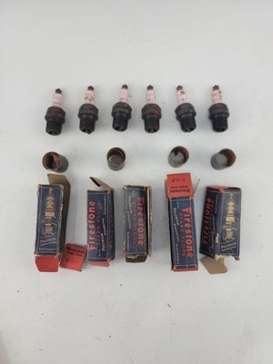 Vintage Firestone Spark Plugs E-40-F Polonium Radioactive 6 Plugs 5 Boxes Read!