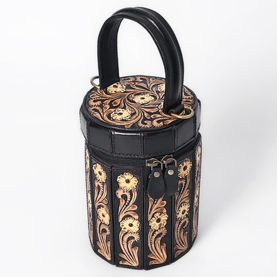 AD American Darling Handcrafted Genuine Leather Jewelry Case Floral Carved