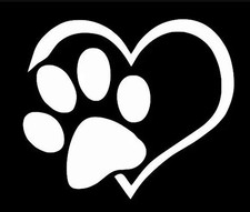 Heart Paw Sticker Vinyl Decal - Dog Cat Pet Puppy Love Wall Decor Car Window