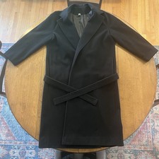 Classic Vintage Women’s Long Black Coat - 100% Pure Wool - Made in USA