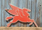 Vintage Die-cut Mobil Pegasus Gas Oil Porcelain Metal Sign