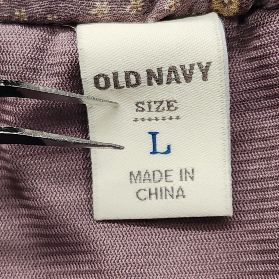 Old Navy Skirt Women L Purple Mauve Ditsy Floral Ruffled Drawstring Chiffon Mini - Image 3 of 4