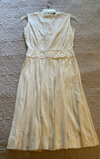 Vintage 60  s Sue Brett Juniors Knit Cream Sleeveless Dress - S/M