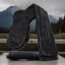 VTG Socks Hosiery 80's Cable Knit 19" 8-10 Sock Size USA Stocking School Gray