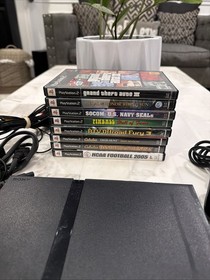 Sony PS2 Slim SCPH-70012 Console Bundle w/ 2 OEM Controllers, 7 Games & GTA