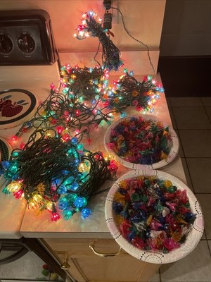 Vintage Christmas Lights Petal Flower Tulip Multicolor Bulbs - Parts Only Read