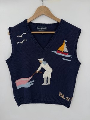 Vintage Ralph Lauren RL83 Hand Knit Great Britain Sweater Nautical Sailor RARE