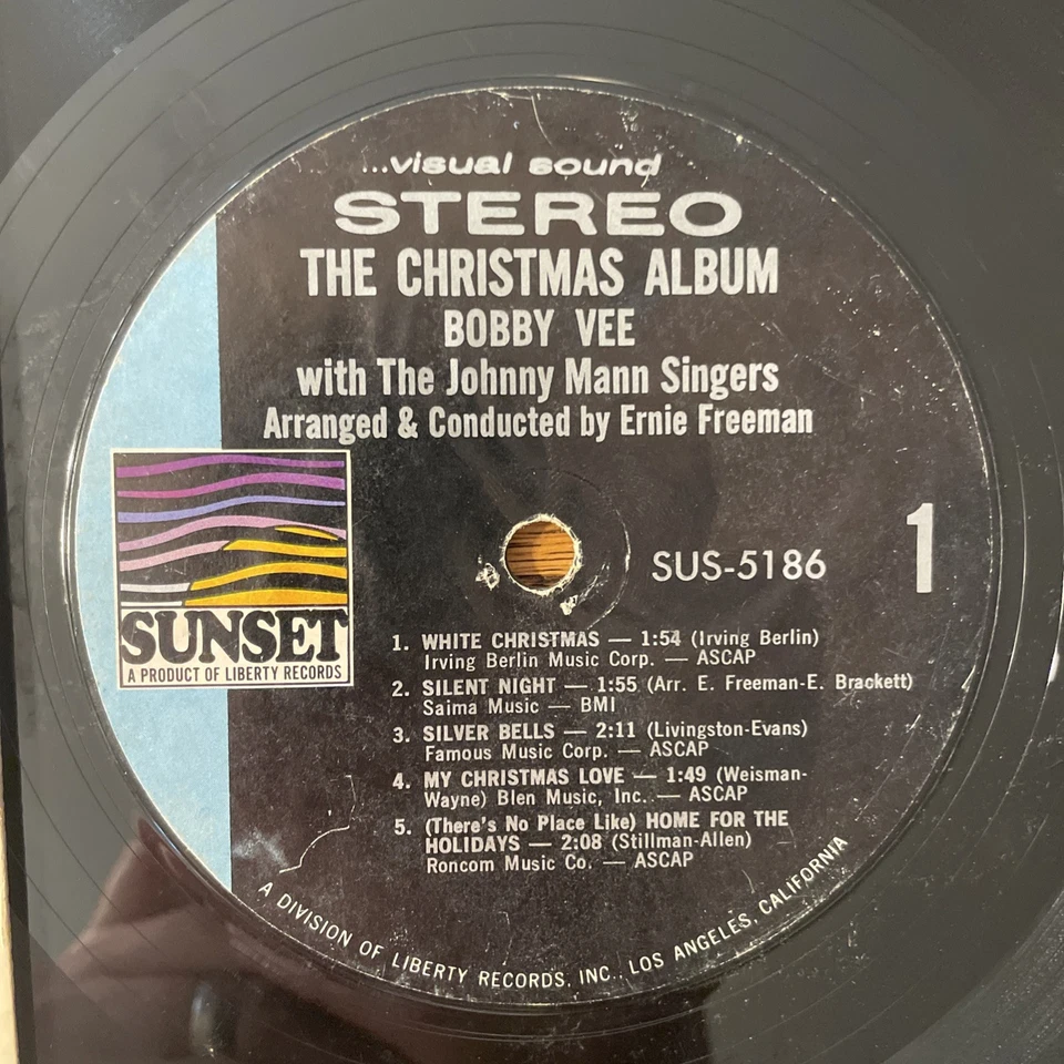 Bobby Vee / The Johnny Mann Singers / The Christmas Album LP Liberty Sunset GD+ - Image 3 of 4