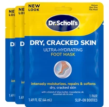 Dr. Scholl's Dry, Cracked Skin, Ultra Hydrating Foot Mask, 3 Pairs Moisturizing 