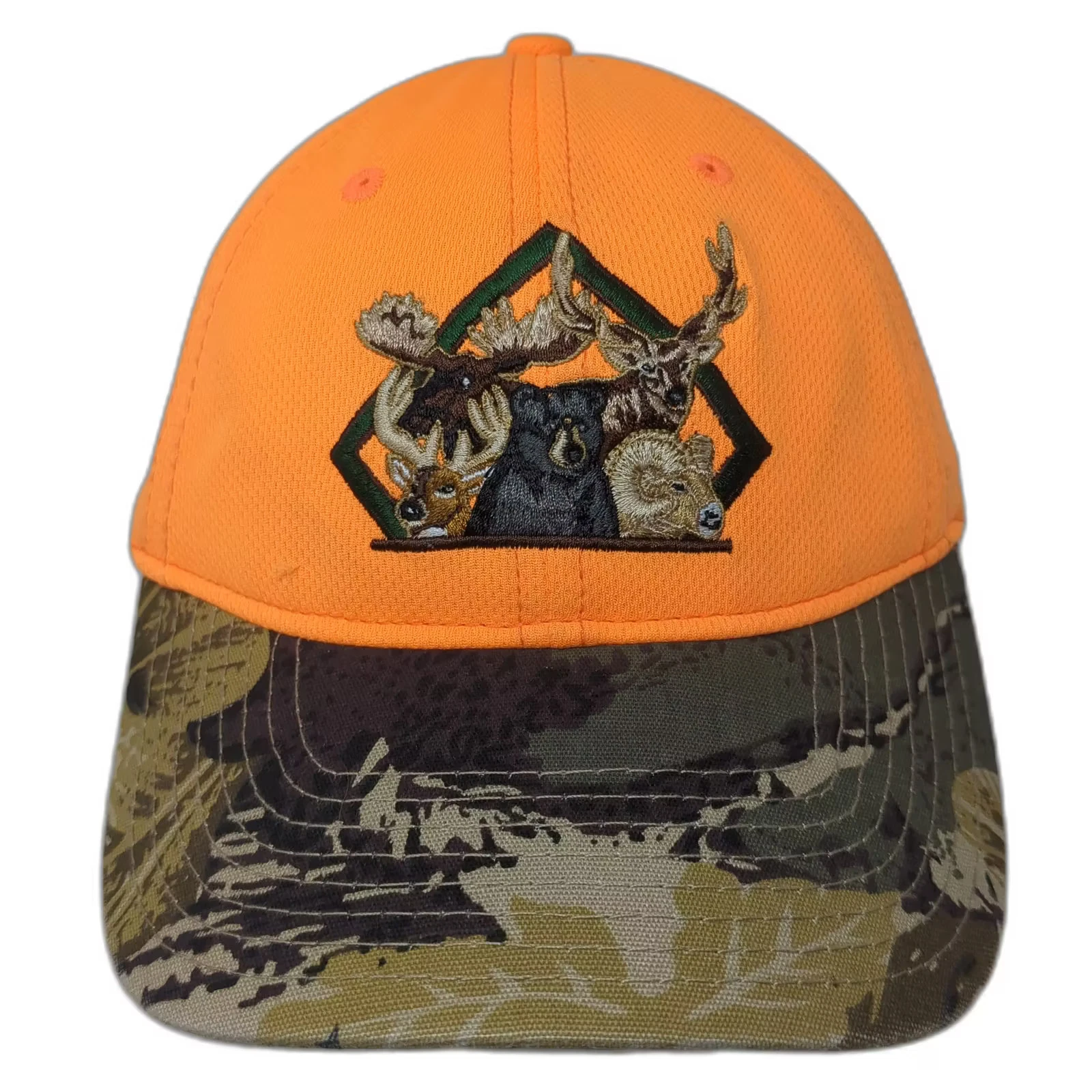 Orange Green Baseball Cap Strapback One Size Hunting Camo Wildlife Logos Hat