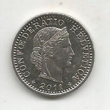 SWITZERLAND 20 RAPPEN 2011 B