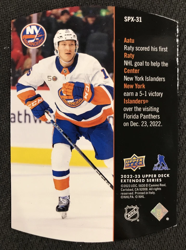 2022-23 Upper Deck #SPX-31 Aatu Raty Rookie Retro Die-Cut New York Islanders - Image 2 of 2