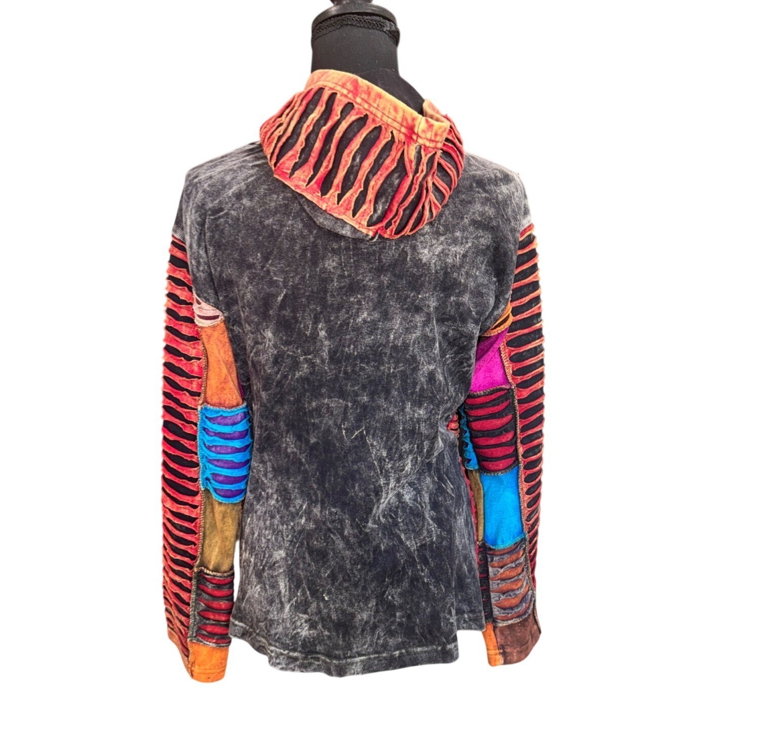 Windhorse Handmade Boho Patchwork Hooded Jacket X… - image 4