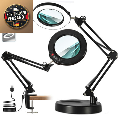 10x Magnifying Glass with Light and Stand, Real Glass Lens, 2-in-1 Magnifying