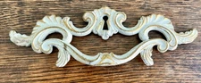 VTG Long Solid Brass Pull w/ Keyhole French Provincial 10366 White 7.75"