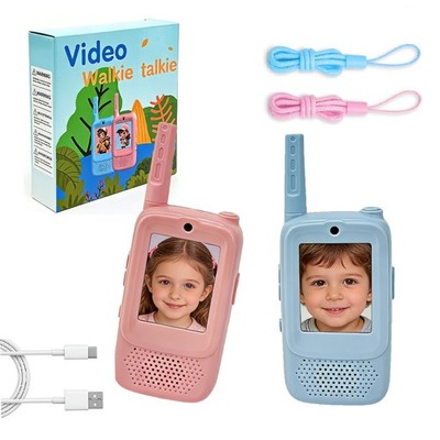 2 PCS Rechargeable Video Walkie Talkies for Kids Ages 3-12 Camping Hiking Toys