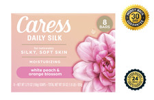 Caress Daily Silk Beauty Bar Soap White Peach Orange Blossom 3.75oz 8 Bars