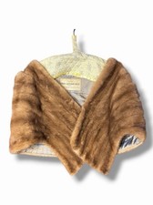 Vintage EMBA Autumn Haze Natural Brown Mink Fur Stole Cape Wrap Shawl 1950s