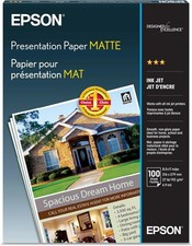 Epson S041062 Presentation Paper Matte 8.5x11 Letter Size 100 Sheets White