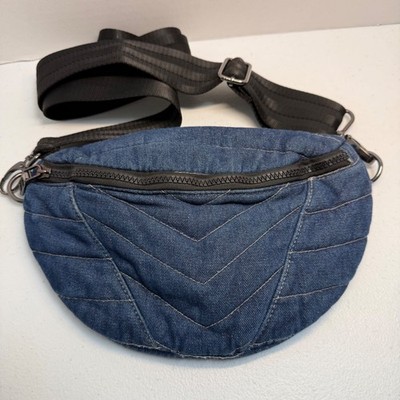 Think Royln Little Runaway Stone Washed Quilted Denim Belt Crossbody Bag