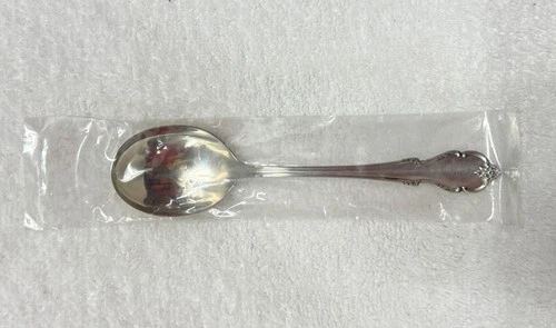 SEALED Breton Rose by Rogers International Sterling Silver 6.5" Cream Soup Spoon