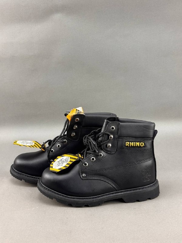 Rhino Mens 60S21 Steel Toe Safety Work Black Leather Boots  display picture 1