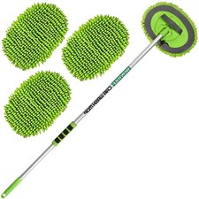 62'' Car Wash Brush with Long Handle Chenille Microfiber W/Brush, Green