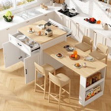 Kücheninsel Ausziehbarer Tisch Küchentheke Esstisch Küchenschrank 2 Schubladen