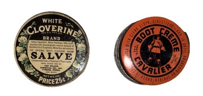Two Vintage Containers - Cloverine Salve & Cavalier  Boot Crème