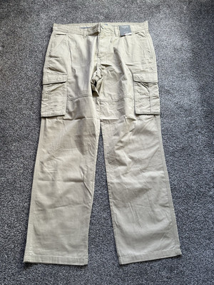 NWT Mens Nutmeg Cargo Trousers Stone Colour Size W38 L32, Cotton, Pockets (80)